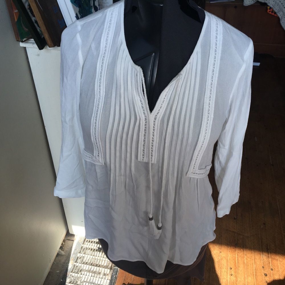 Stitch Fix Pale Sky Meghan Tassel detail XS blouse